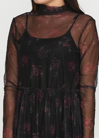 Черное коктейльное платье Gestuz с цветочным принтом