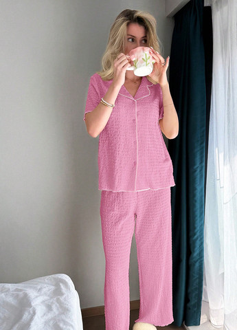 Рожева всесезон піжама (сорочка, штани) сорочка + брюки SHEIN