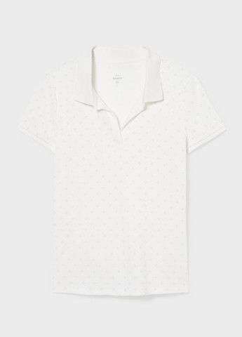 Белая женская футболка-поло C&A с геометрическим узором