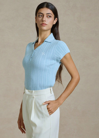 Мятная женская футболка-поло SHEIN однотонная