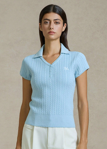 Мятная женская футболка-поло SHEIN однотонная