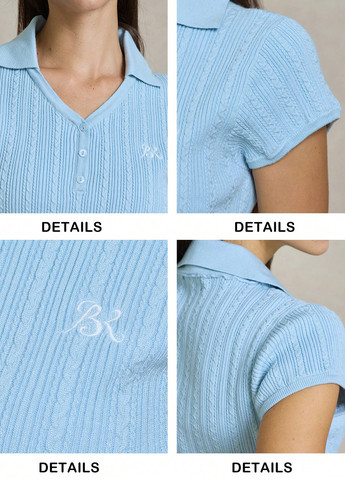 Мятная женская футболка-поло SHEIN однотонная