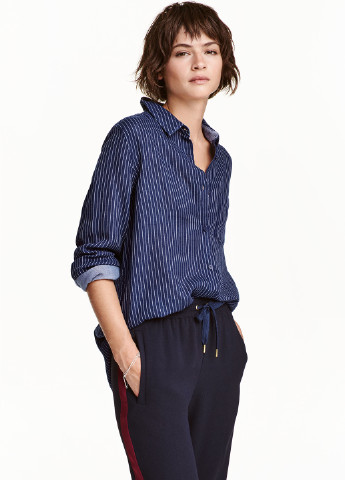 Сорочка H&M темно-синя кежуал