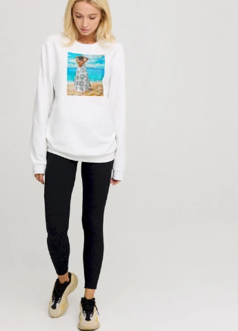 Білий свитшот женский oversize /no flis/ YAPPI (254658732)