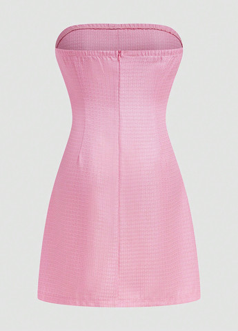 Рожева святковий, кежуал сукня з відкритими плечима, бандо, з відкритою спиною SHEIN однотонна