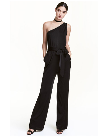Комбинезон H&M комбинезон-брюки однотонный чёрный вечерний