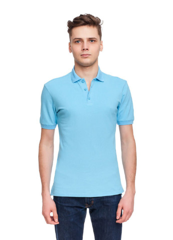 Голубой мужская футболка поло Promin однотонная