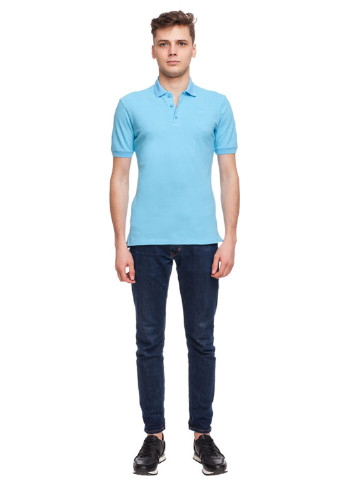 Голубой футболка-поло для мужчин Promin однотонная