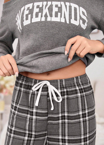 Серая всесезон пижама (свитшот, брюки) свитшот + брюки SHEIN