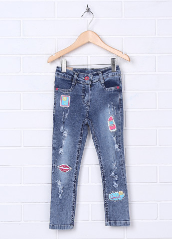 Синие демисезонные со средней талией джинсы Overdo