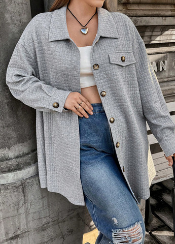 Світло-сіре Кежуал напівпальто однобортне SHEIN меланж