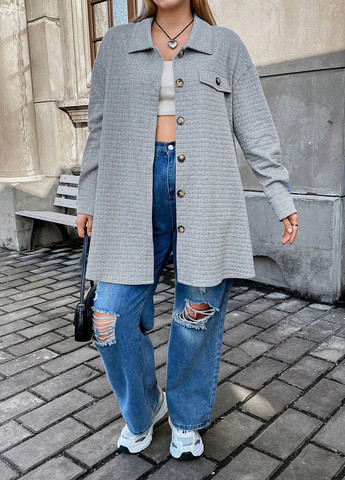 Світло-сіре Кежуал напівпальто однобортне SHEIN меланж