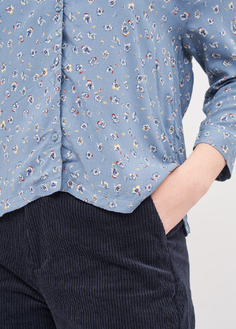Светло-синяя кэжуал рубашка с цветами Pull&Bear