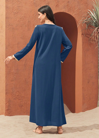 Сіро-синя вечірня сукня а-силует SHEIN з квітковим принтом