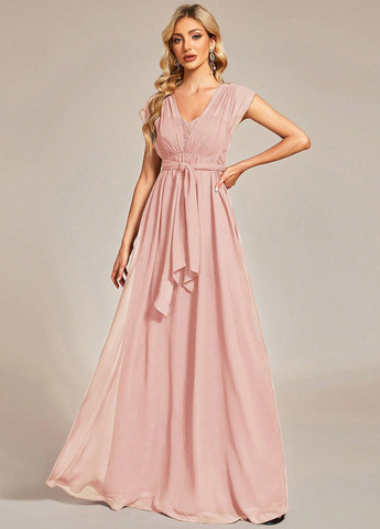 Светло-розовое кэжуал платье с открытой спиной SHEIN однотонное