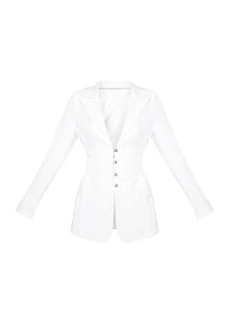 Белый женский жакет PrettyLittleThing однотонный - демисезонный