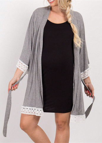 Комбинированный демисезонный комплект для беременных (халат, ночная рубашка) SHEIN