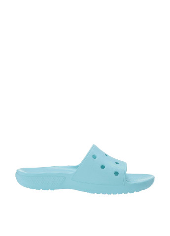 Голубые шлепанцы Crocs с перфорацией