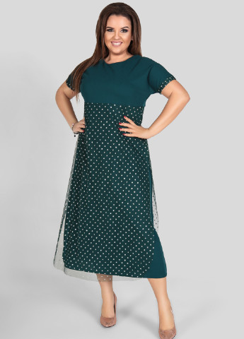 Бутылочное зеленое кэжуал платье Charm Collection однотонное