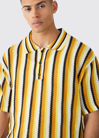 Цветная футболка-поло для мужчин Boohoo в полоску