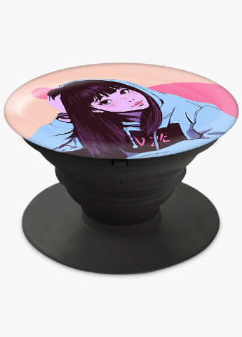 Попсокет (Popsockets) тримач для смартфону Дівчина (Girl) (8754-2836) Чорний MobiPrint (221548569)