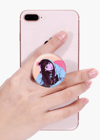 Попсокет (Popsockets) тримач для смартфону Дівчина (Girl) (8754-2836) Чорний MobiPrint (221548569)