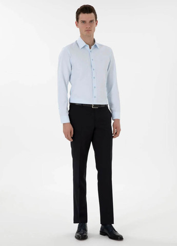 Голубой классическая рубашка однотонная Pierre Cardin