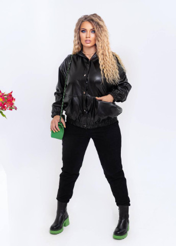 Черная женская куртка бомбер черный цвет р.48/52 381856 New Trend
