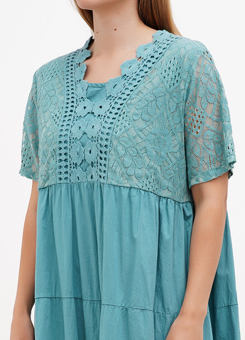 Бирюзовое кэжуал платье оверсайз L&N однотонное