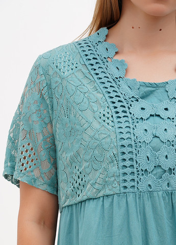 Бирюзовое кэжуал платье оверсайз L&N однотонное