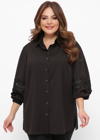 Чорна трикотажна блуза з мереживом софт чорна Tatiana
