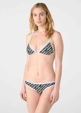 Черно-белые купальные трусики-плавки с логотипом Karl Lagerfeld