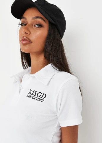 Белая женская футболка-поло Missguided однотонная