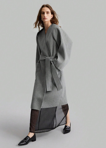 Серое демисезонное Пальто оверсайз SHEIN