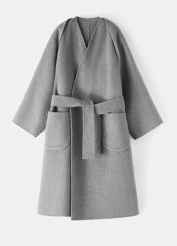 Серое демисезонное Пальто оверсайз SHEIN