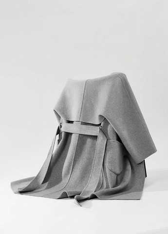 Серое демисезонное Пальто оверсайз SHEIN