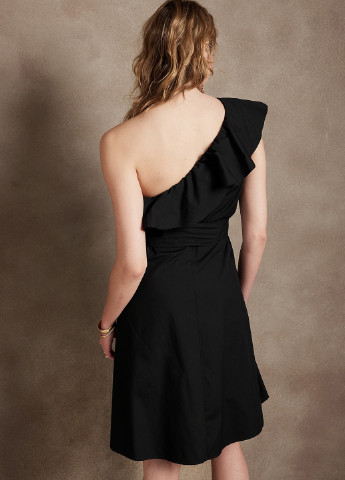 Черное кэжуал платье с открытой спиной, на одно плечо Banana Republic однотонное
