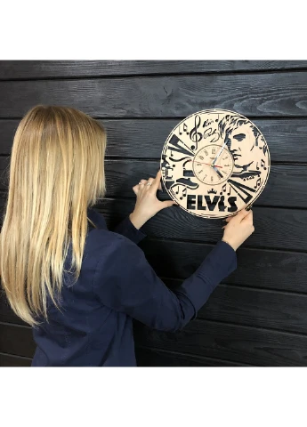 Дизайнерський настінний годинник з дерева «Elvis» 7Arts (253567833)