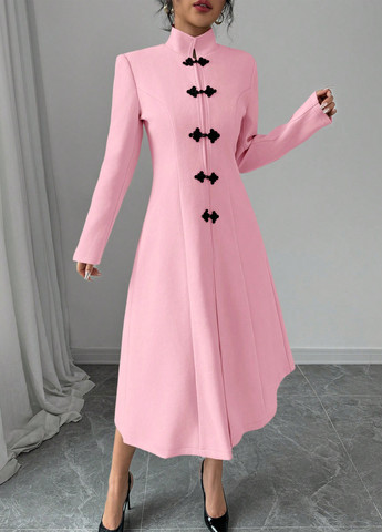 Розовое демисезонное Пальто однобортное SHEIN