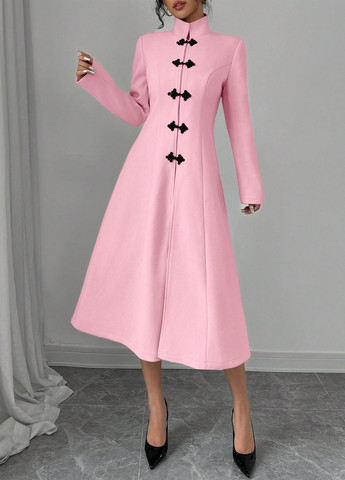 Розовое демисезонное Пальто однобортное SHEIN