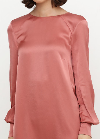 Розовое кэжуал платье с длинным рукавом H&M однотонное