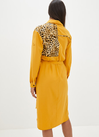 Желтое кэжуал платье рубашка Luzana леопардовый