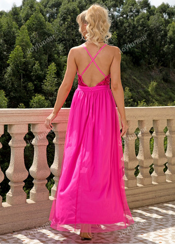 Розовое коктейльное, праздничный платье с открытыми плечами SHEIN однотонное