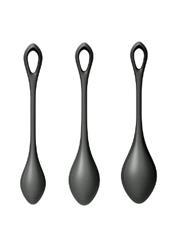 Набор йони бусин Yoni Power 2 Black, диаметр 2-2,5-3см, вес 22-44-73гр Satisfyer (252607213)