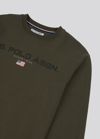 Хакі світшот U.S. Polo Assn. логотип без декору (359406609)