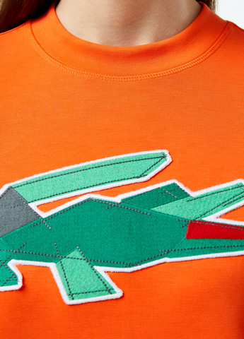 Оранжевый свитшот Lacoste рисунок нашивки (329694442)