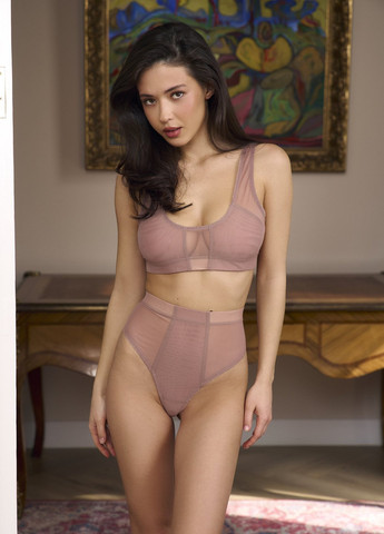 Пудровый демисезонный комплект (топ, трусики) Gepur