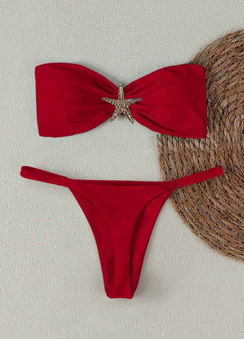 Червоний літній купальник (бюст, трусики) роздільний SHEIN