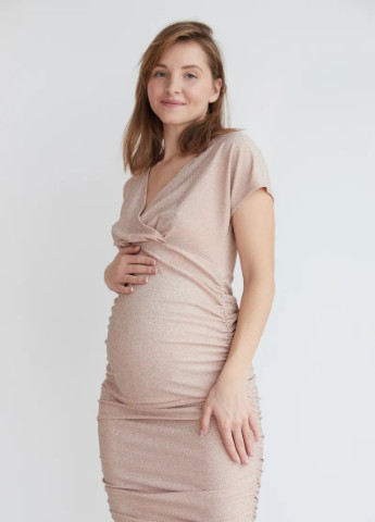 Пудровое вечернее пудровое нарядное платье для беременных и кормящих мам элегантное праздничное To Be однотонное