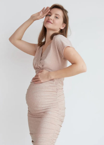 Пудровое вечернее пудровое нарядное платье для беременных и кормящих мам элегантное праздничное To Be однотонное